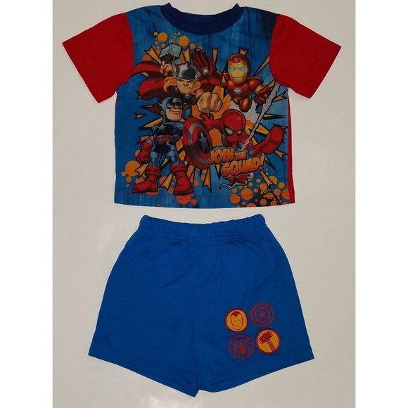 Super Hero Squad Pajamas Toddler 2T Iron Man Shirt Shorts PILLING / RUNS SMALL - Picture 1 of 5